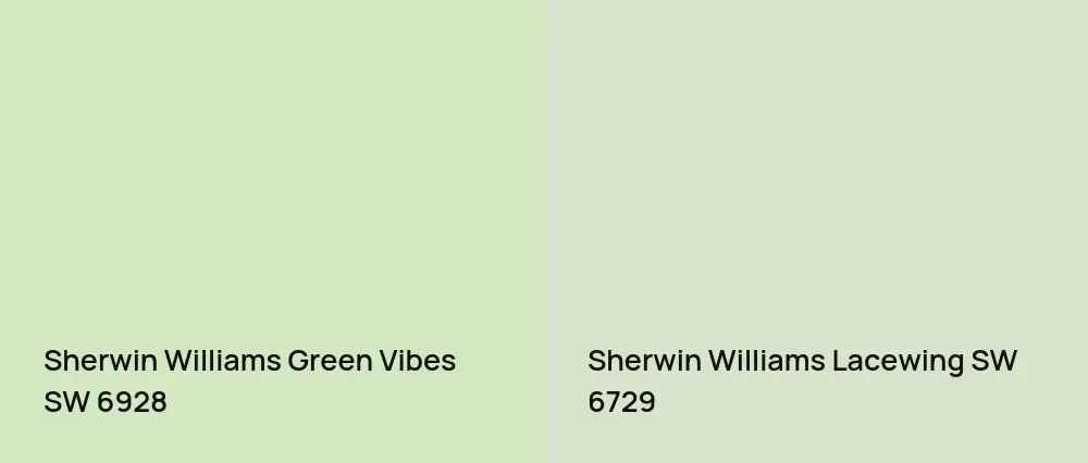 Sherwin Williams Green Vibes SW 6928 vs Sherwin Williams Lacewing SW 6729