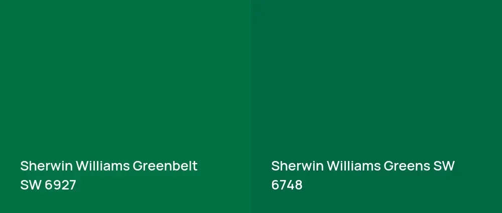 Sherwin Williams Greenbelt SW 6927 vs Sherwin Williams Greens SW 6748