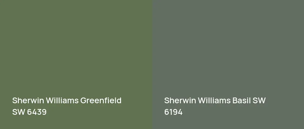 Sherwin Williams Greenfield SW 6439 vs Sherwin Williams Basil SW 6194