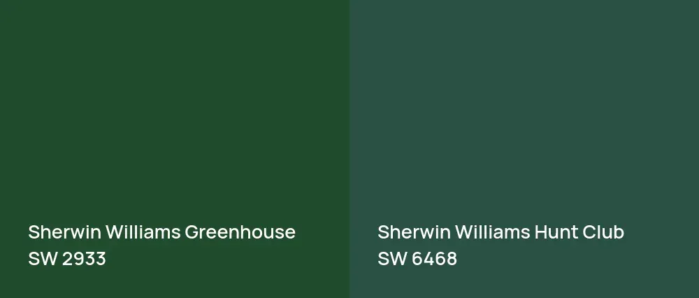 Sherwin Williams Greenhouse SW 2933 vs Sherwin Williams Hunt Club SW 6468