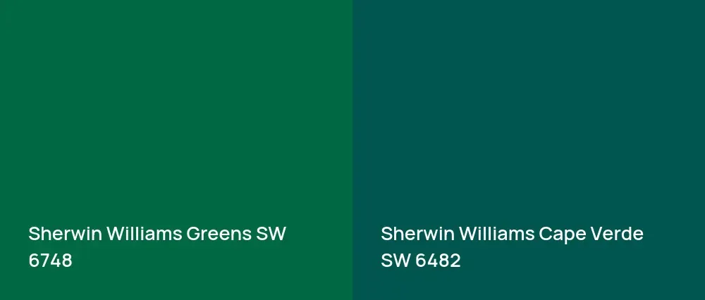 Sherwin Williams Greens SW 6748 vs Sherwin Williams Cape Verde SW 6482