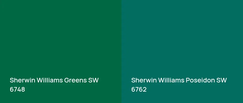 Sherwin Williams Greens SW 6748 vs Sherwin Williams Poseidon SW 6762