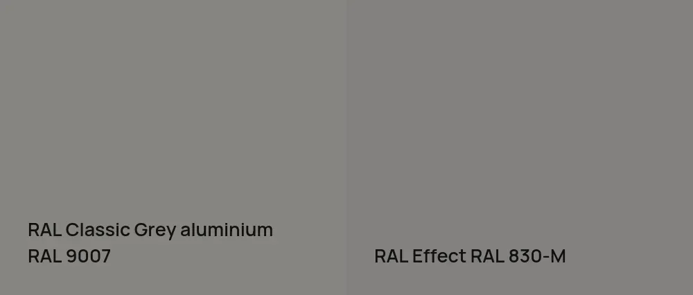 RAL Classic Grey aluminium RAL 9007 vs RAL Effect  RAL 830-M