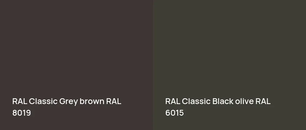 RAL Classic  Grey brown RAL 8019 vs RAL Classic  Black olive RAL 6015