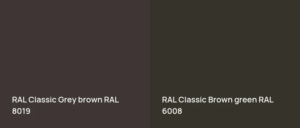 RAL Classic  Grey brown RAL 8019 vs RAL Classic  Brown green RAL 6008