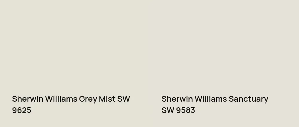 Sherwin Williams Grey Mist SW 9625 vs Sherwin Williams Sanctuary SW 9583