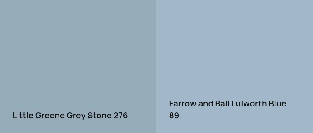 Little Greene Grey Stone 276 vs Farrow and Ball Lulworth Blue 89