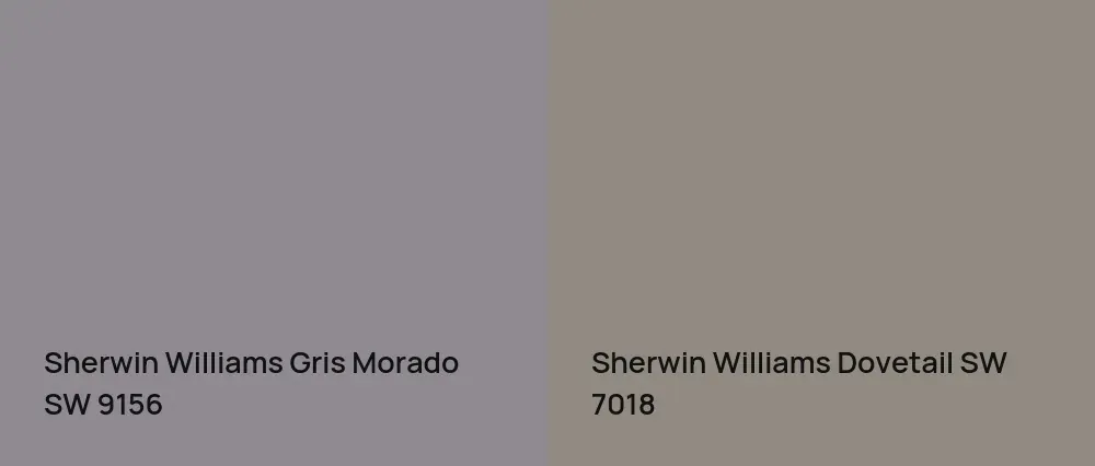 Sherwin Williams Gris Morado SW 9156 vs Sherwin Williams Dovetail SW 7018