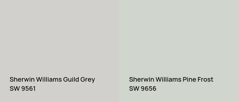 Sherwin Williams Guild Grey SW 9561 vs Sherwin Williams Pine Frost SW 9656