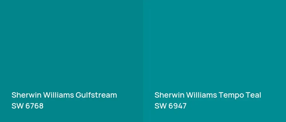 Sherwin Williams Gulfstream SW 6768 vs Sherwin Williams Tempo Teal SW 6947
