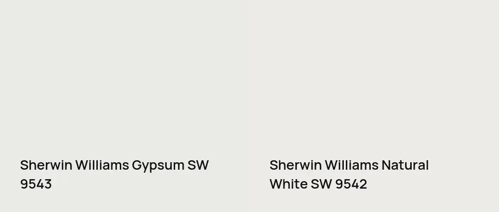 Sherwin Williams Gypsum SW 9543 vs Sherwin Williams Natural White SW 9542