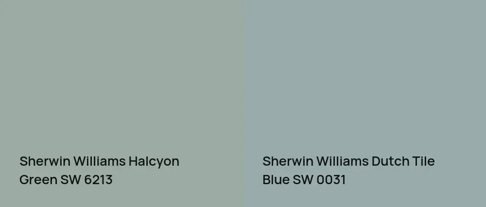 Sherwin Williams Halcyon Green SW 6213 vs Sherwin Williams Dutch Tile Blue SW 0031