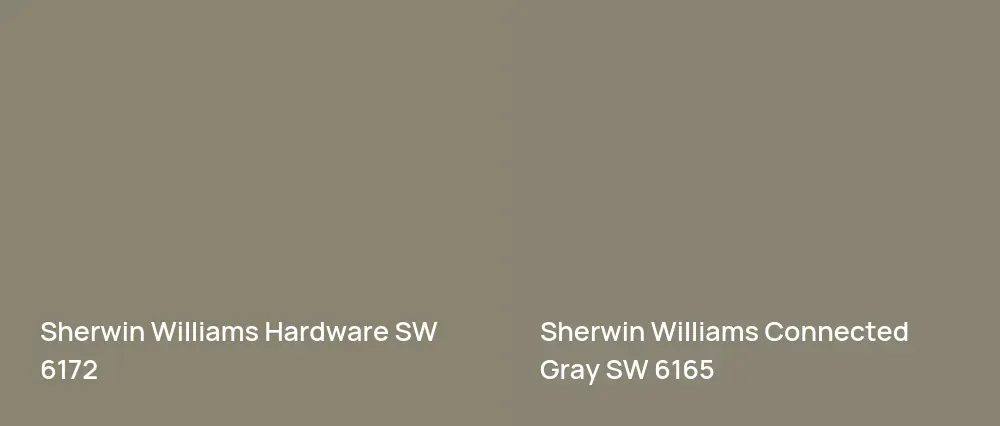 Sherwin Williams Hardware SW 6172 vs Sherwin Williams Connected Gray SW 6165