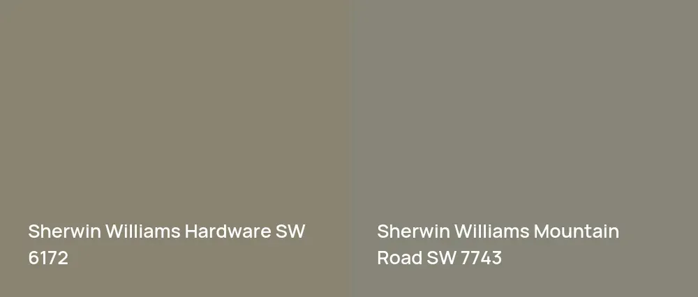 Sherwin Williams Hardware SW 6172 vs Sherwin Williams Mountain Road SW 7743