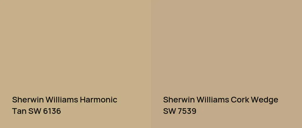 Sherwin Williams Harmonic Tan SW 6136 vs Sherwin Williams Cork Wedge SW 7539