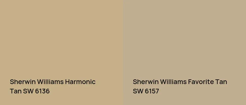 Sherwin Williams Harmonic Tan SW 6136 vs Sherwin Williams Favorite Tan SW 6157