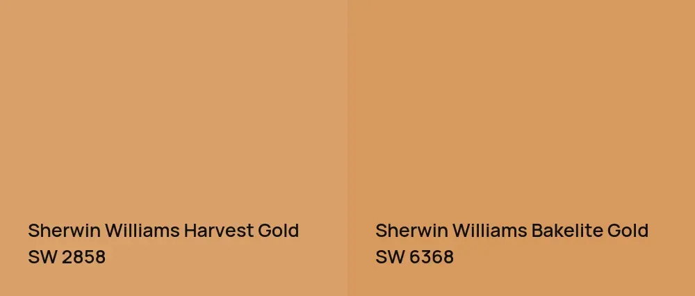 Sherwin Williams Harvest Gold SW 2858 vs Sherwin Williams Bakelite Gold SW 6368