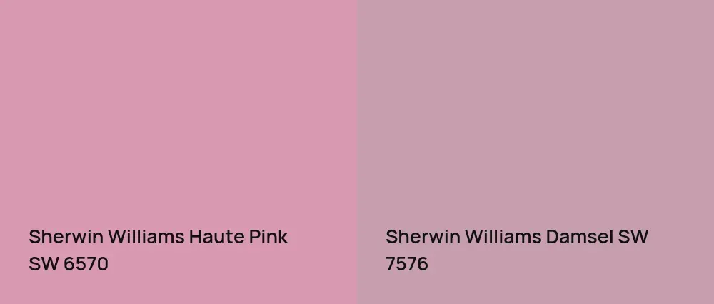 Sherwin Williams Haute Pink SW 6570 vs Sherwin Williams Damsel SW 7576