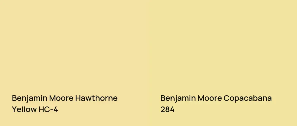 Benjamin Moore Hawthorne Yellow HC-4 vs Benjamin Moore Copacabana 284