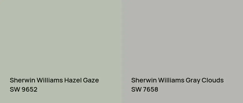 Sherwin Williams Hazel Gaze SW 9652 vs Sherwin Williams Gray Clouds SW 7658
