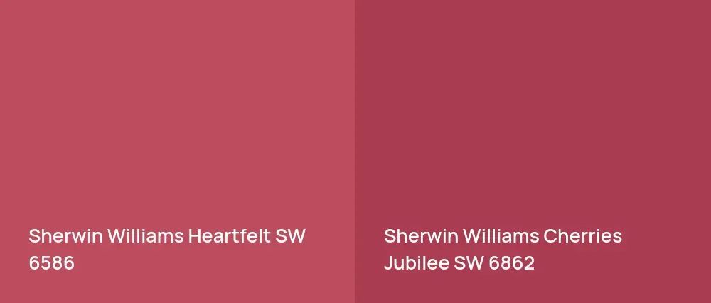 Sherwin Williams Heartfelt SW 6586 vs Sherwin Williams Cherries Jubilee SW 6862
