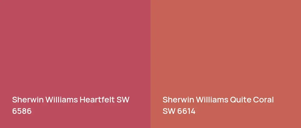 Sherwin Williams Heartfelt SW 6586 vs Sherwin Williams Quite Coral SW 6614