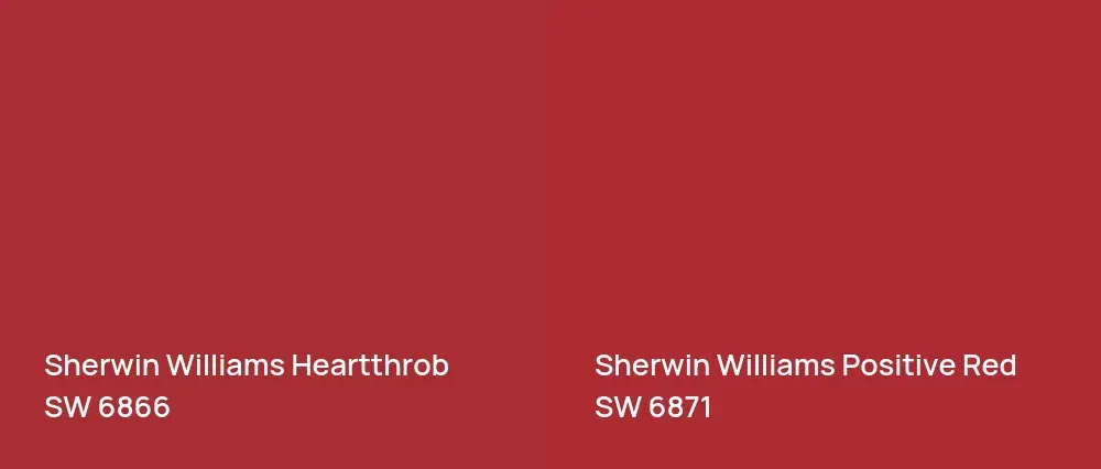 Sherwin Williams Heartthrob SW 6866 vs Sherwin Williams Positive Red SW 6871