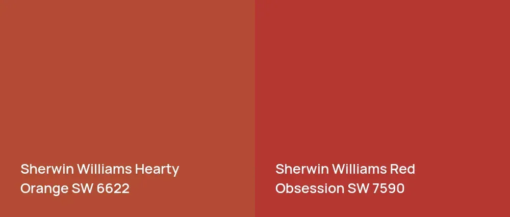 Sherwin Williams Hearty Orange SW 6622 vs Sherwin Williams Red Obsession SW 7590