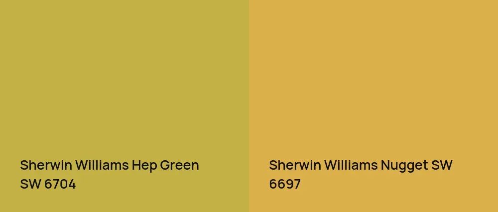 Sherwin Williams Hep Green SW 6704 vs Sherwin Williams Nugget SW 6697