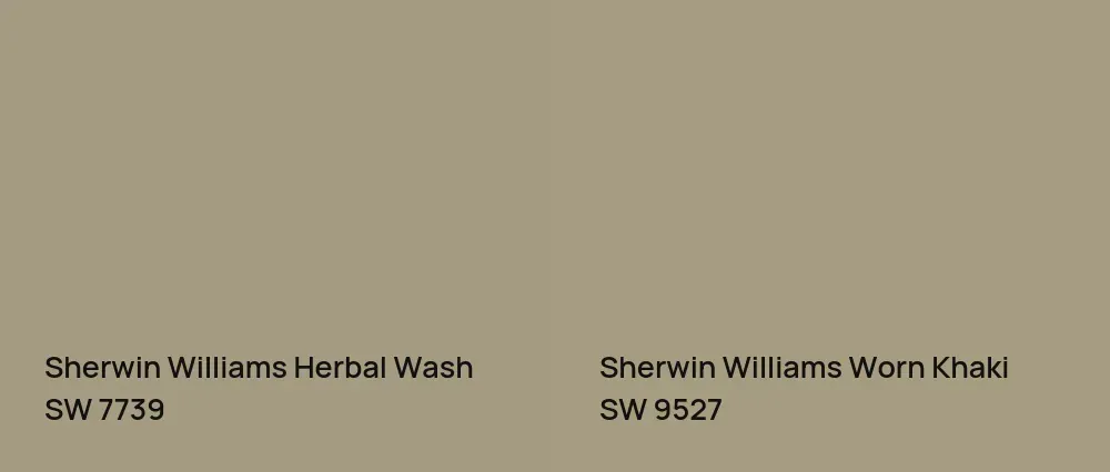 Sherwin Williams Herbal Wash SW 7739 vs Sherwin Williams Worn Khaki SW 9527