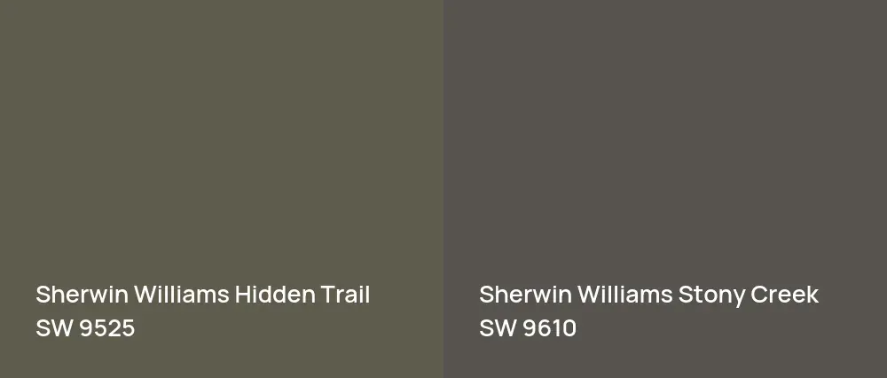 Sherwin Williams Hidden Trail SW 9525 vs Sherwin Williams Stony Creek SW 9610