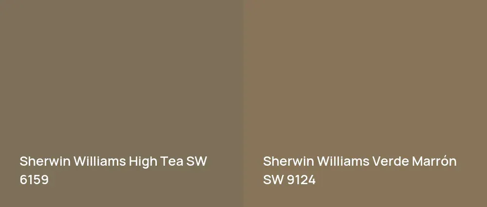Sherwin Williams High Tea SW 6159 vs Sherwin Williams Verde Marrón SW 9124
