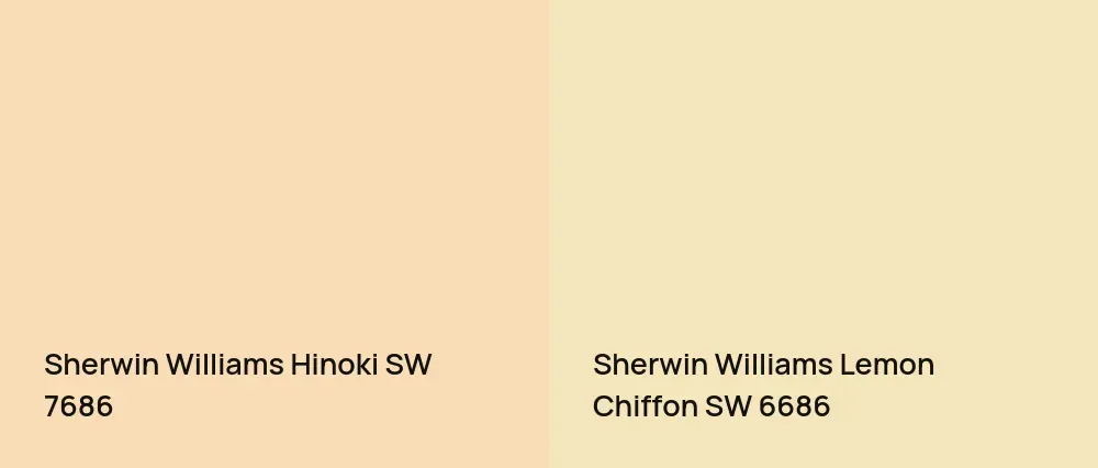 Sherwin Williams Hinoki SW 7686 vs Sherwin Williams Lemon Chiffon SW 6686