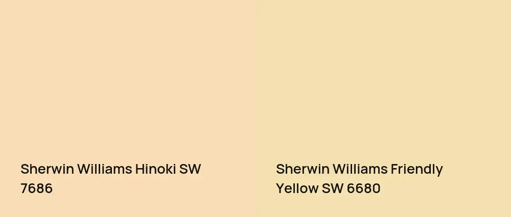 Sherwin Williams Hinoki SW 7686 vs Sherwin Williams Friendly Yellow SW 6680