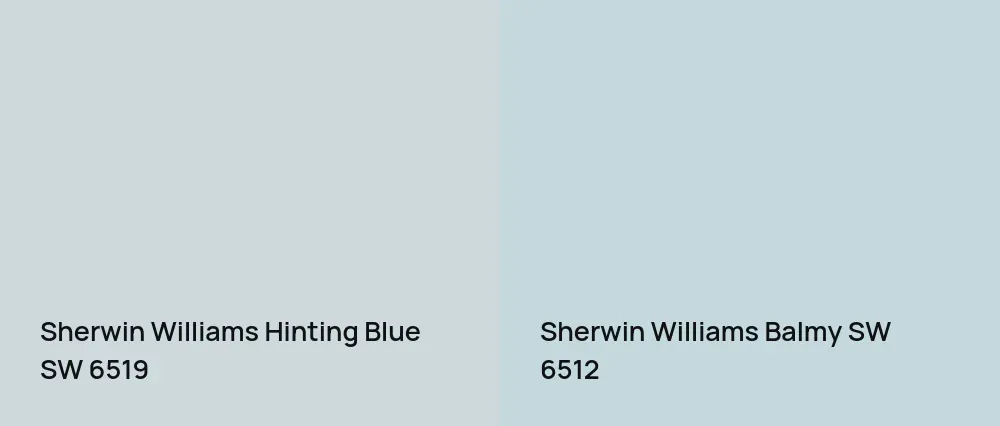 Sherwin Williams Hinting Blue SW 6519 vs Sherwin Williams Balmy SW 6512