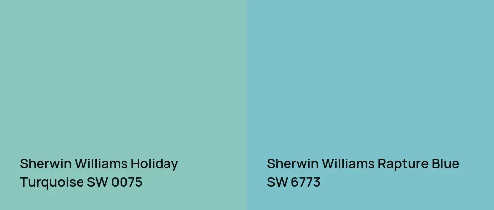 Sherwin Williams Holiday Turquoise SW 0075 vs Sherwin Williams Rapture Blue SW 6773