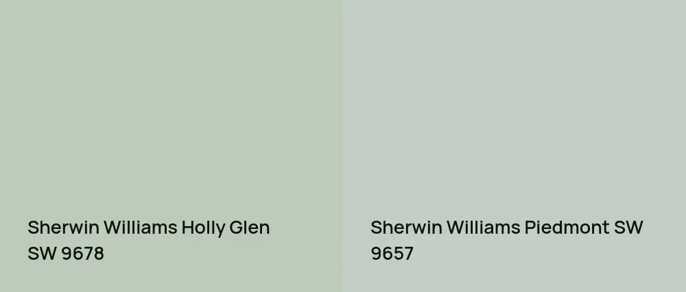 Sherwin Williams Holly Glen SW 9678 vs Sherwin Williams Piedmont SW 9657