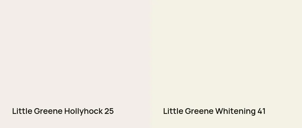 Little Greene Hollyhock 25 vs Little Greene Whitening 41