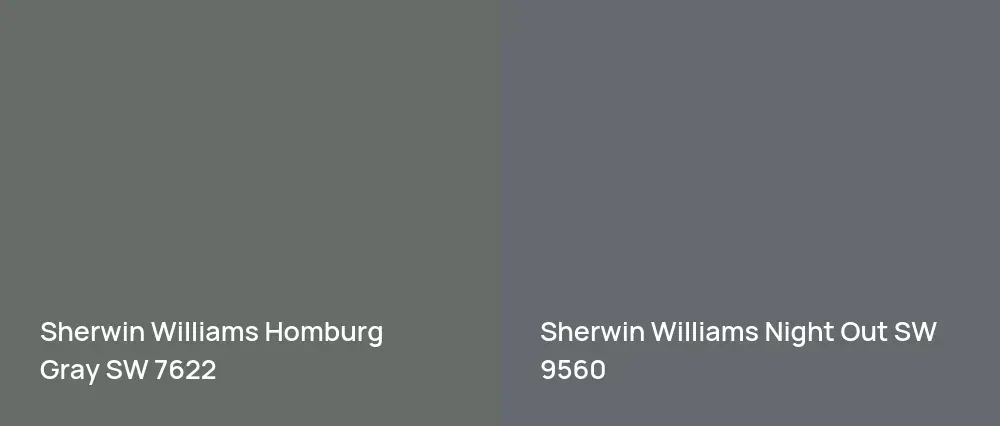 Sherwin Williams Homburg Gray SW 7622 vs Sherwin Williams Night Out SW 9560
