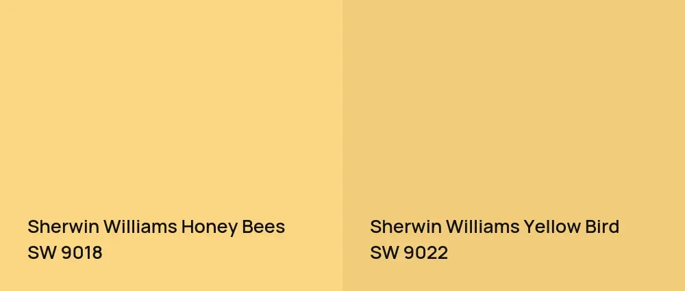 Sherwin Williams Honey Bees SW 9018 vs Sherwin Williams Yellow Bird SW 9022