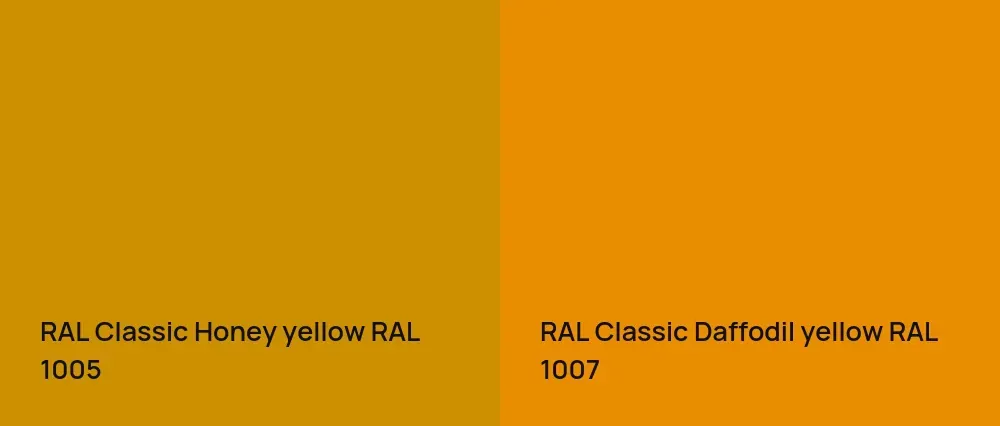 RAL Classic  Honey yellow RAL 1005 vs RAL Classic  Daffodil yellow RAL 1007