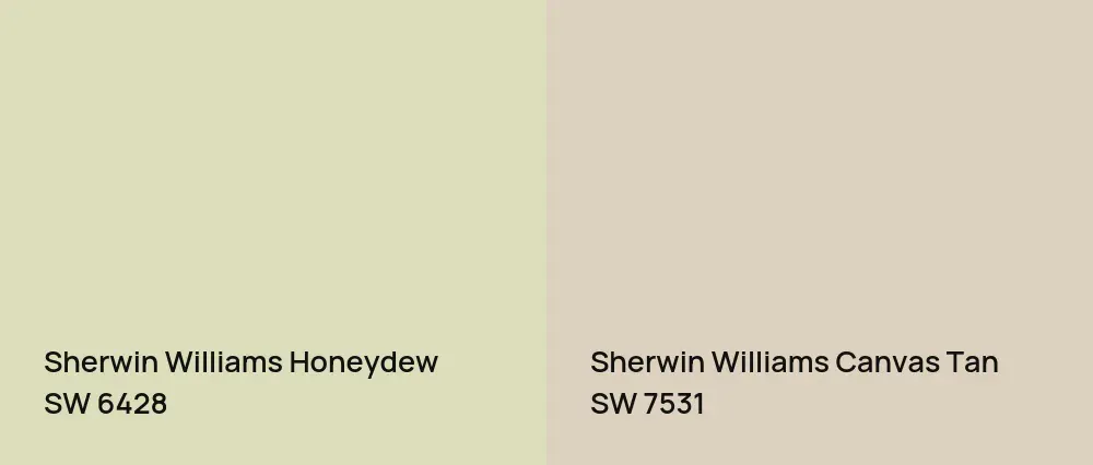 Sherwin Williams Honeydew SW 6428 vs Sherwin Williams Canvas Tan SW 7531