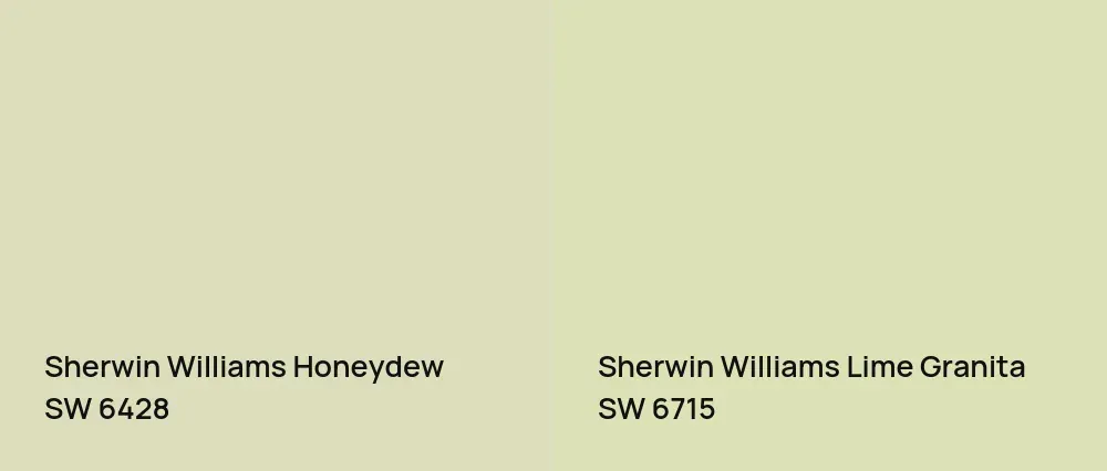 Sherwin Williams Honeydew SW 6428 vs Sherwin Williams Lime Granita SW 6715