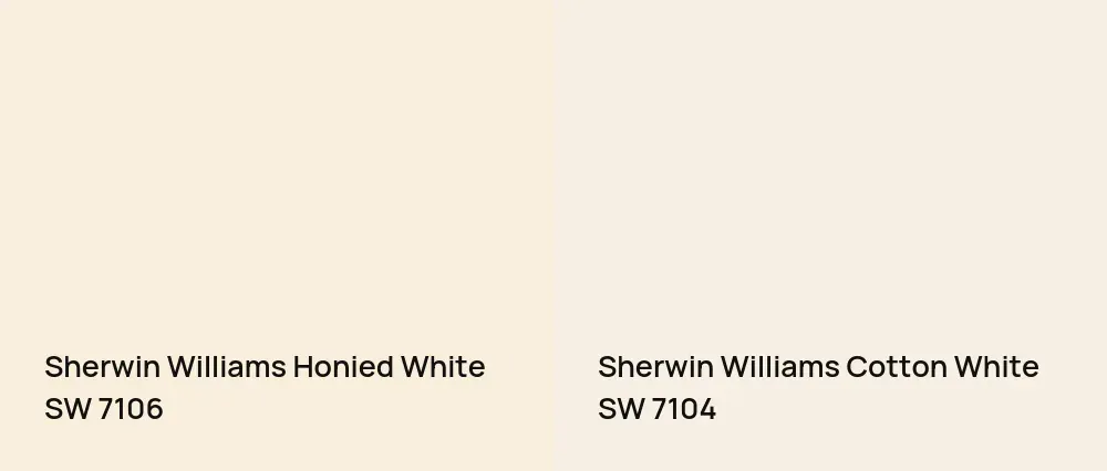 Sherwin Williams Honied White SW 7106 vs Sherwin Williams Cotton White SW 7104