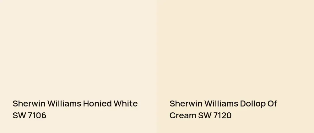 Sherwin Williams Honied White SW 7106 vs Sherwin Williams Dollop Of Cream SW 7120