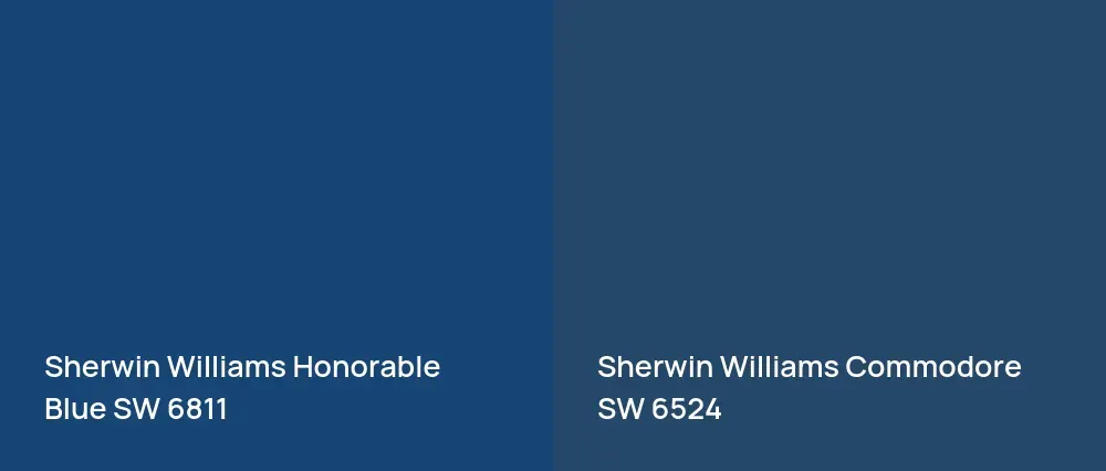 Sherwin Williams Honorable Blue SW 6811 vs Sherwin Williams Commodore SW 6524
