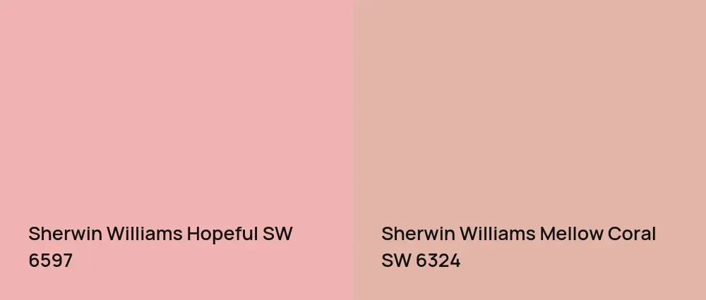 Sherwin Williams Hopeful SW 6597 vs Sherwin Williams Mellow Coral SW 6324