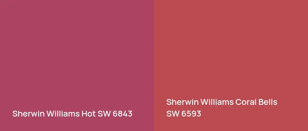 Sherwin Williams Hot SW 6843 vs Sherwin Williams Coral Bells SW 6593