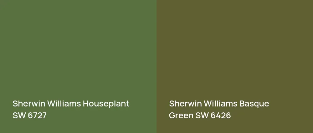 Sherwin Williams Houseplant SW 6727 vs Sherwin Williams Basque Green SW 6426