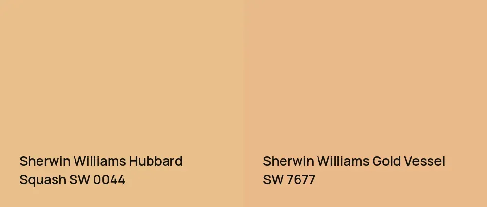 Sherwin Williams Hubbard Squash SW 0044 vs Sherwin Williams Gold Vessel SW 7677